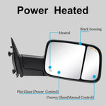 Load image into Gallery viewer, Towing Mirrors for 2009-2018 Dodge Ram 1500 2500 3500 Power Heated Puddle Light, Arrow Signal On Glass 6B
