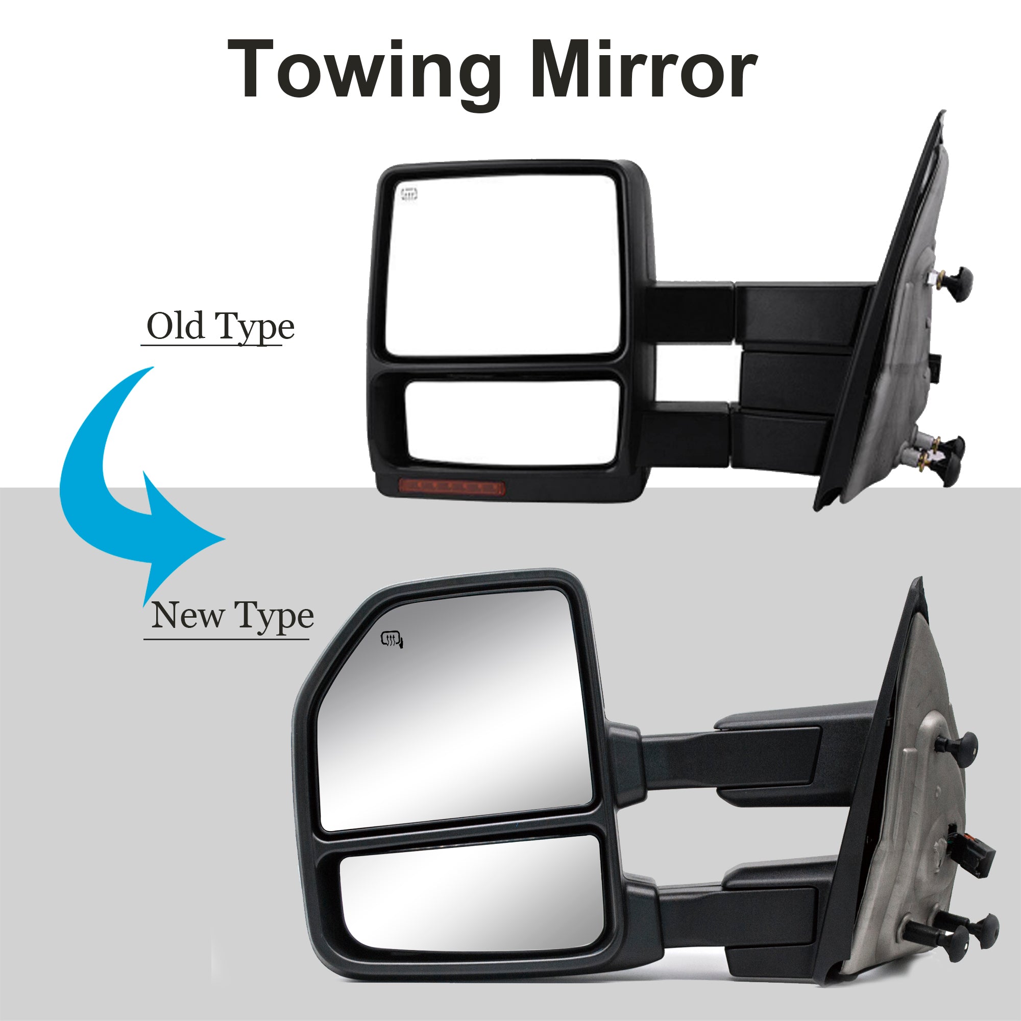 Towing Mirrors for 2004-2014 Ford F150 Power Heated Turn Signal Puddle Lamp 19B