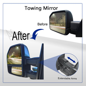 Towing Mirrors for 2015-2020 Ford F150 Pickup Power Heated Turn Signal Sensor 8 Pin 01B