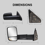 Load image into Gallery viewer, Towing Mirrors for 2002-2008 Dodge Ram 1500, 2003-2009 Dodge Ram 2500/3500 Pickup Truck, Power Heated Arrow Signal on Glass Puddle Lamp Manual Folding Black Housing 9B
