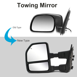 Towing Mirrors for 1999-2016 Ford F250 F350 F450 F550 Super Duty Manual Adjustment Glass Manual Extendable 18B