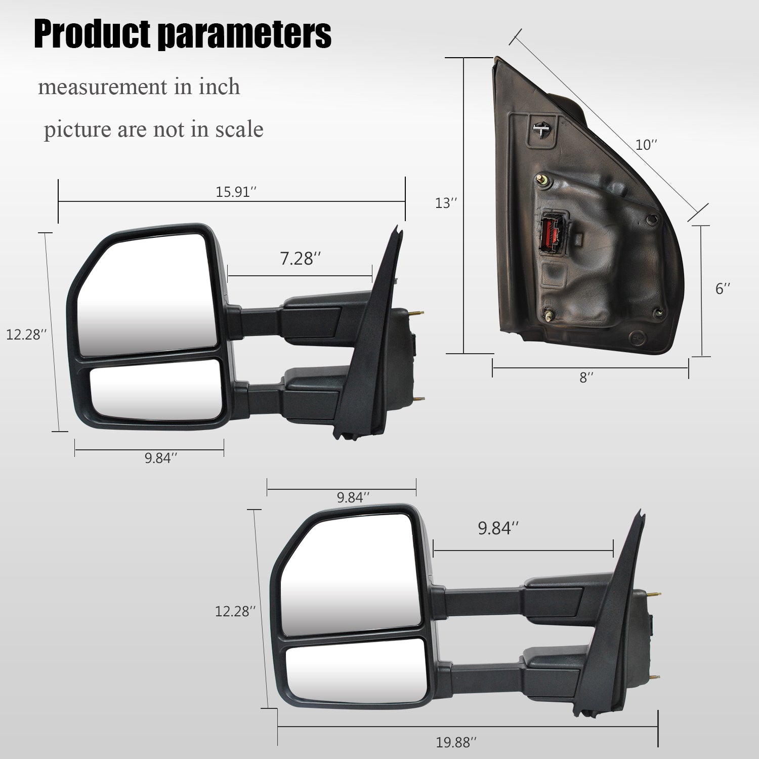 Towing Mirrors for 17-20 Ford F250 F350 F450 F550 Super Duty Power Heated Turn Signal 22 Pins 3B
