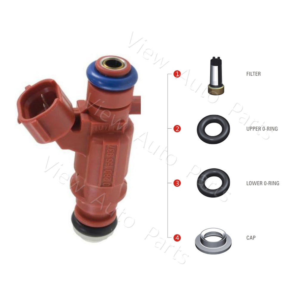 4 Set Fuel Injector Repair Seal Kit for Nissan Sentra 2000-2002 1.8L FJ745 0280155937 RK-0010