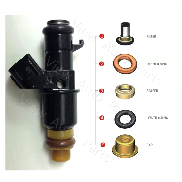 4 Sets Fuel Injector Repair Seal Filter Kit for Honda Fit Civic 1.5L 1.8L 16450RNAA01 FJ785 RK-0401