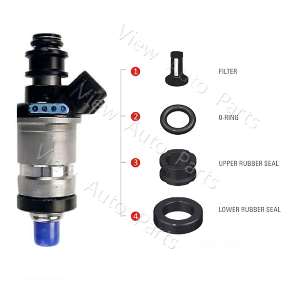 4 Set Fuel Injector Seal Repair Seal Filter Kit for Honda Accord Civic CR-V Odyssey Acura CL Integra 1.6L 2.0L 2.3L OEM 06164P2J000 RK-0404